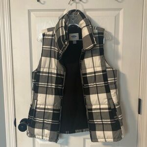 Black and white plaid vest
